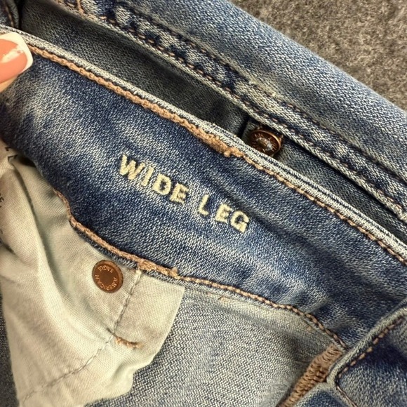 American Eagle Women's Wide Leg Jeans Super Stretch 20 Short Blue Wash NWT New - Picture 4 of 10